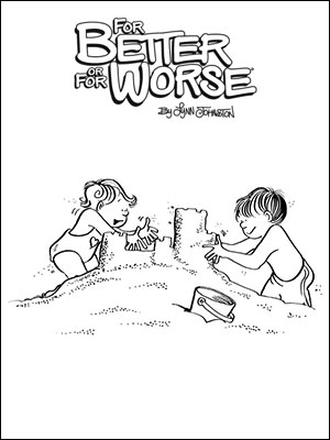 The kids make a sandcastle